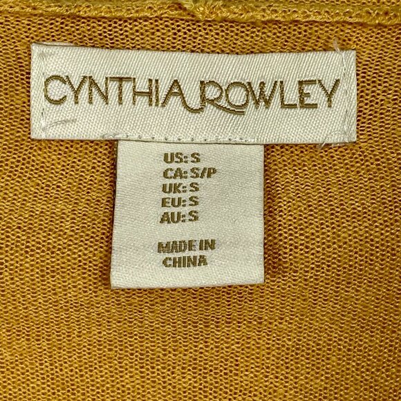 Cynthia Rowley Linen Hooded Longline Cardigan Yellow Gold Tab Sleeve Small - Picture 6 of 12